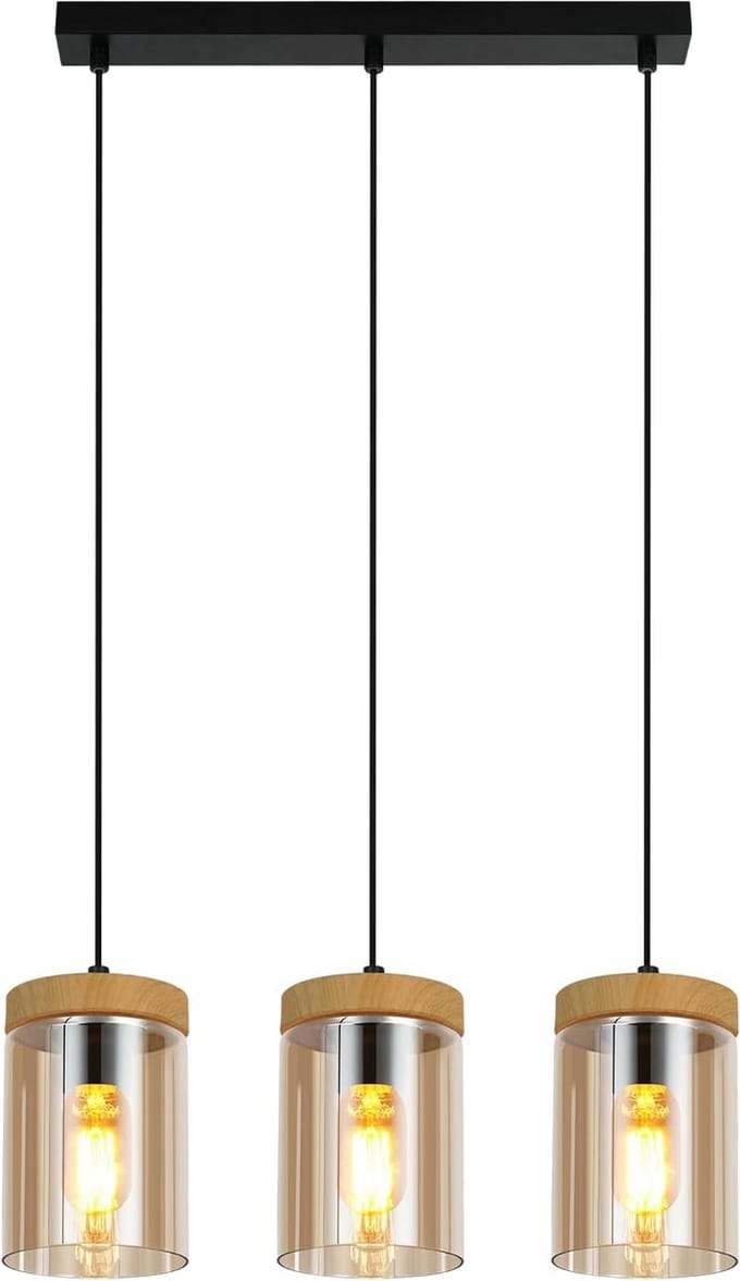 Glitzerlife Hanglampen - Hoogte verstelbaar - 3xE27 - IJzer Glas - Ø46cm