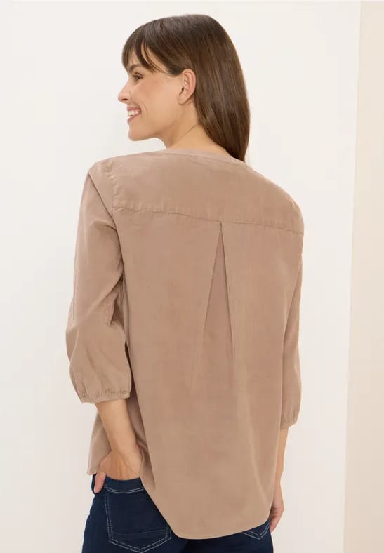 Corduroy blouse met gespleten hals