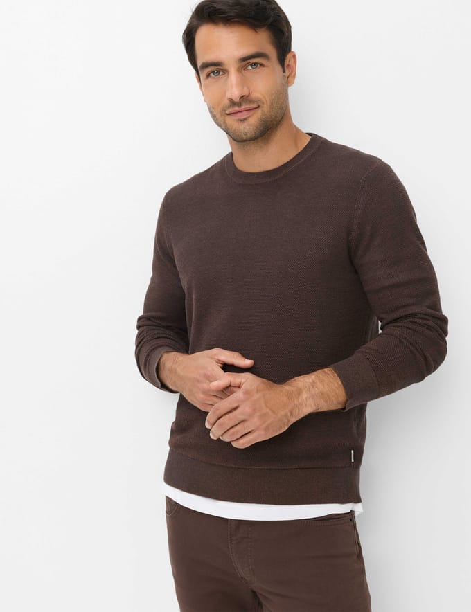 Brax Heren Trui  Style RICK chocolate, donkerbruin, maat M
