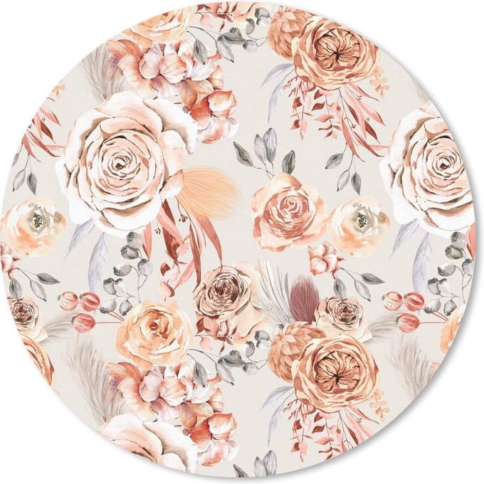 Muismat rond 20x20 cm - Mousepad Rozen - Goud - Chic - Ronde muismatten