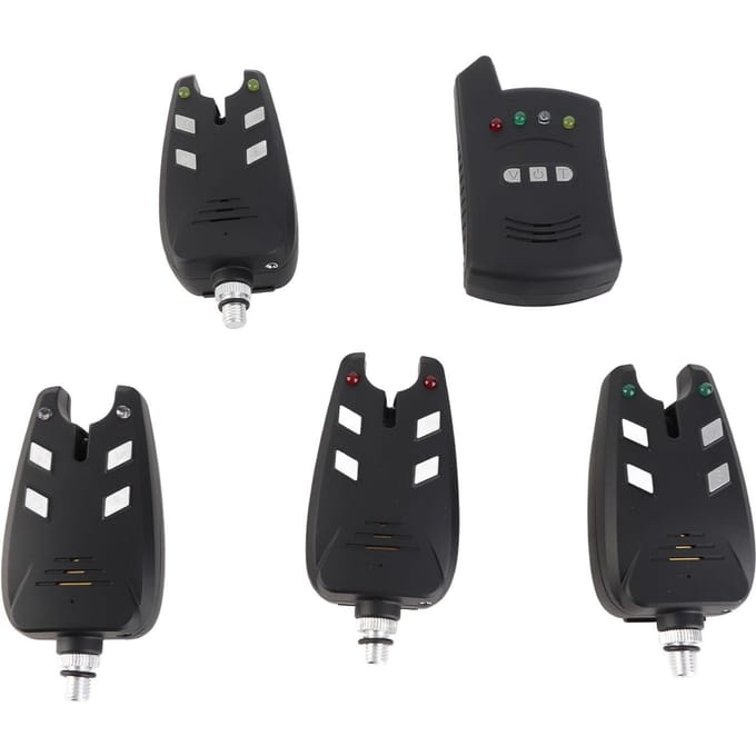 4 Stuks Visbeetmelder & 1 Stuk Ontvanger Indicator Geluid & LED Licht Waarschuwing Visuitrusting gray