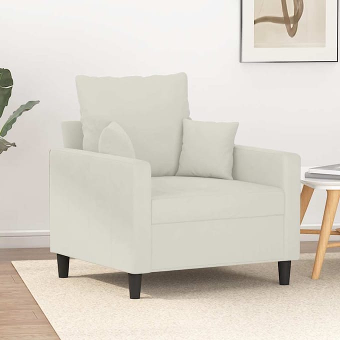 vidaXL - Fauteuil - 60 - cm - fluweel - crèmekleurig