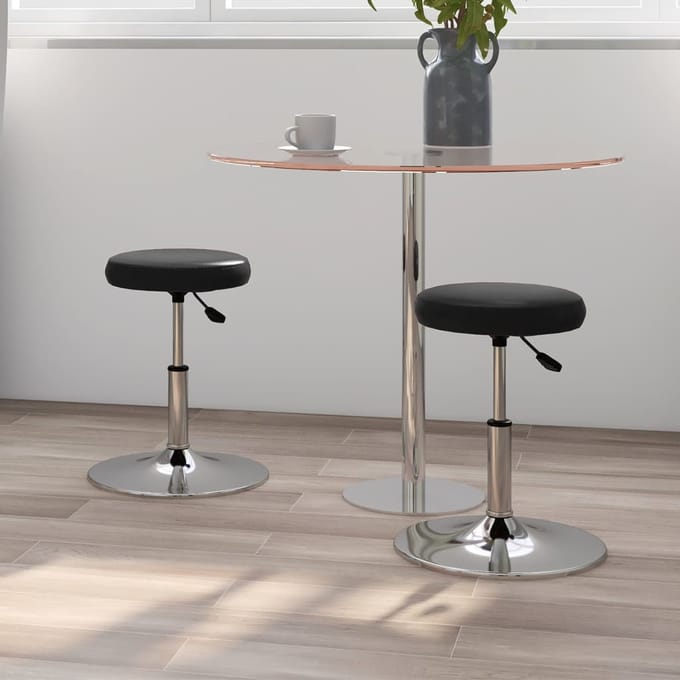 vidaXL - Eetkamerstoelen - 2 - st - kunstleer - zwart