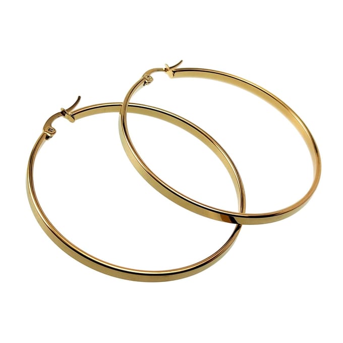 ∅50mm x 3mm Oorbellen Dames - Verguld RVS - Brede-Design Oorringen