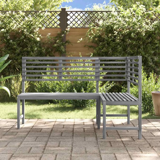 vidaXL - Tuinhoekbank - 140 - cm - massief - acaciahout - grijs
