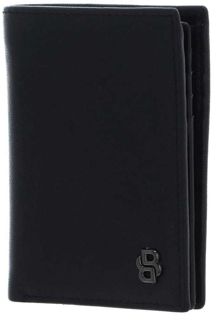 HUGO BOSS Leren portemonnee Double B Wallet Saffiano Black zwart