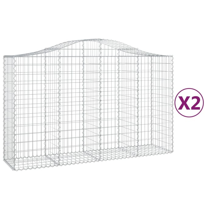 vidaXL - Schanskorven - 2 - st - gewelfd - 200x50x120/140 - cm - ijzer