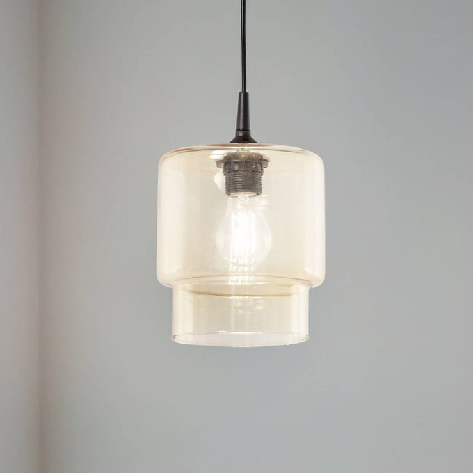 Argon Glazen hanglamp Nesto, amber, Ø 18 cm, E27