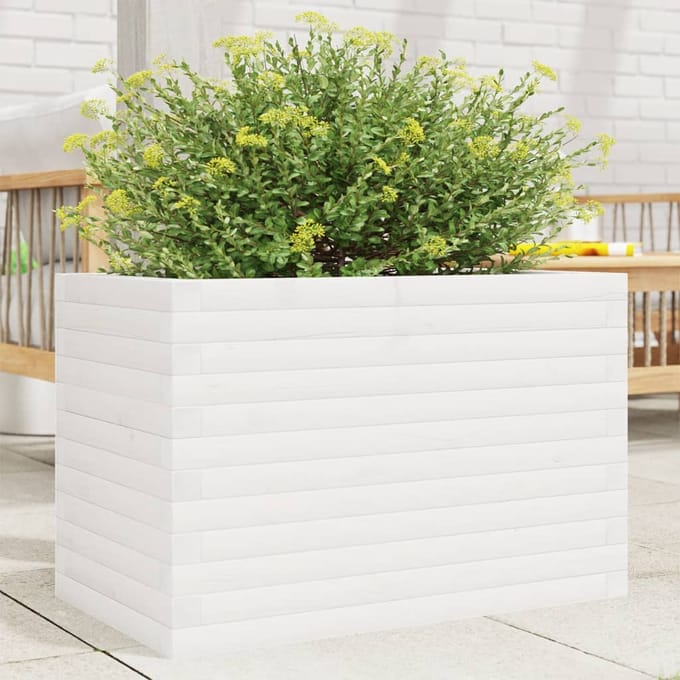 vidaXL - Plantenbak - 70x40x46 - cm - massief - grenenhout - wit
