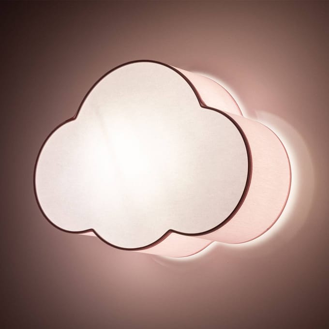 TK Lighting Plafondlamp Cloud, roze, 43 cm lang, textiel, wolk, E27