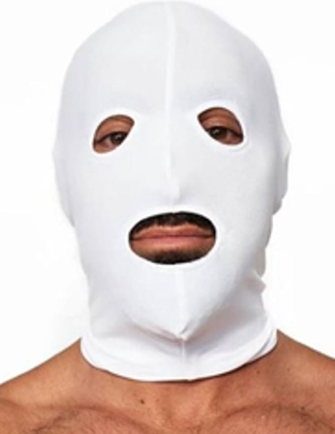 Mister B - lycra masker open ogen en mond - wit - one size