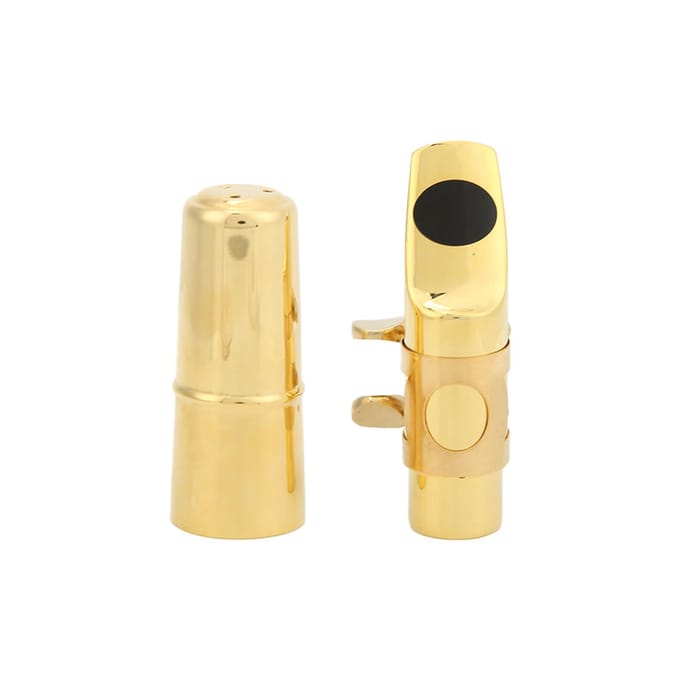 Kit d'embouchure de saxophone alto en métal avec coussinets et accessoires pour instruments n° 7 beige