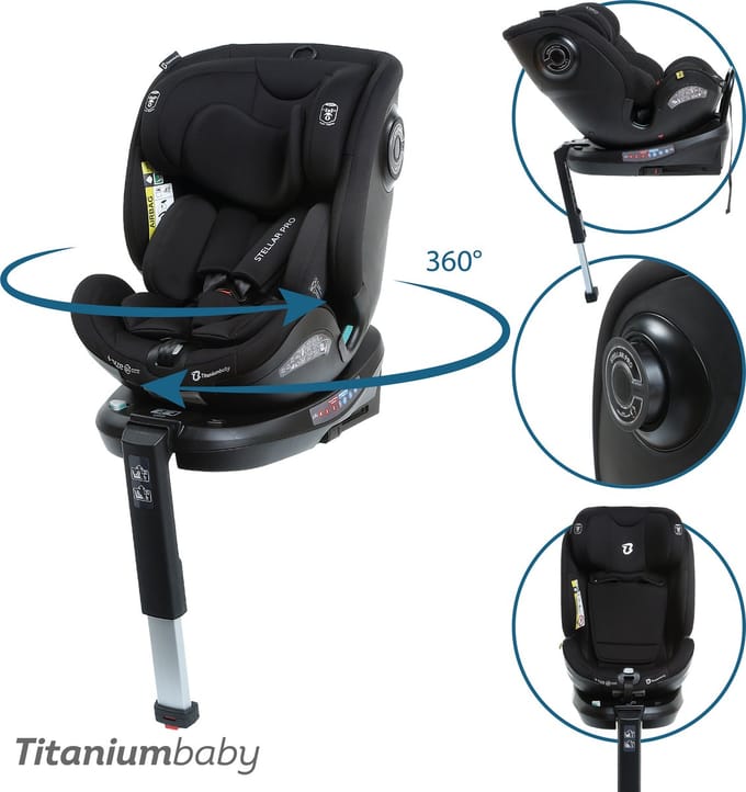 Titaniumbaby Stellar PRO I-Size 360 graden draaibaar zwart