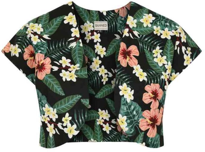 Banned - Phoebe Tropical Tiare Bolero - XL - Groen