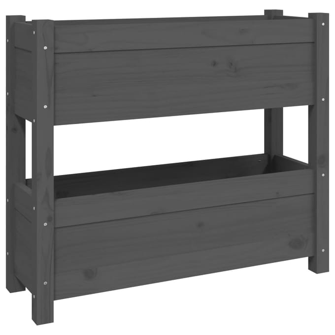 vidaXL - Plantenbak - 77x25x66 - cm - massief - grenenhout - grijs
