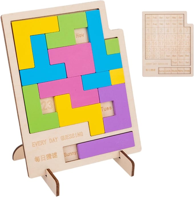 Dagelijkse Kalender Puzzel - Houten Breinbreker - Logische Training - Draagbaar Cognitief Speelgoed - 192 x 156 cm