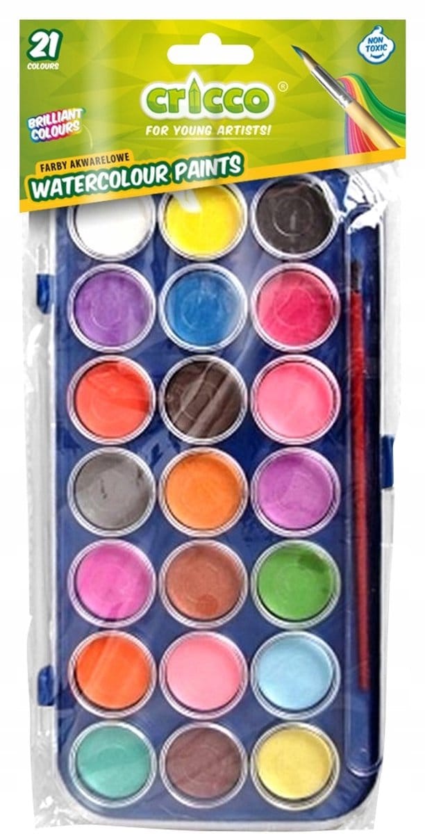 Cricco Aquarelverf Set voor Kinderen - 21 Kleuren + Penseel