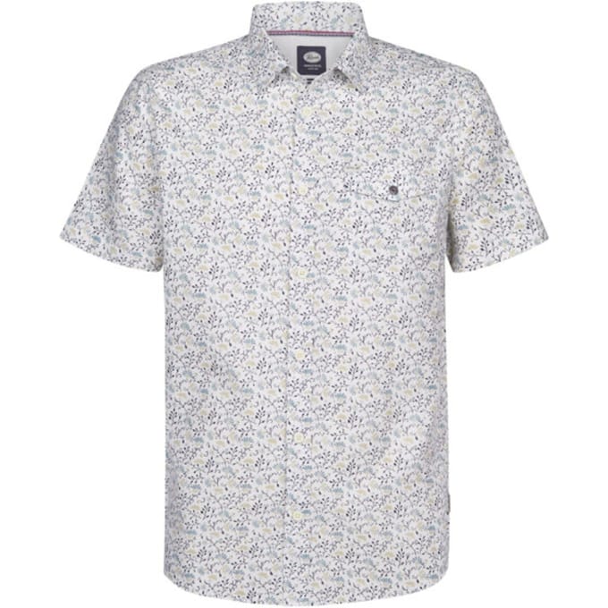Petrol Industries - Heren Overhemd met all-over print Drifter - Wit - Maat S