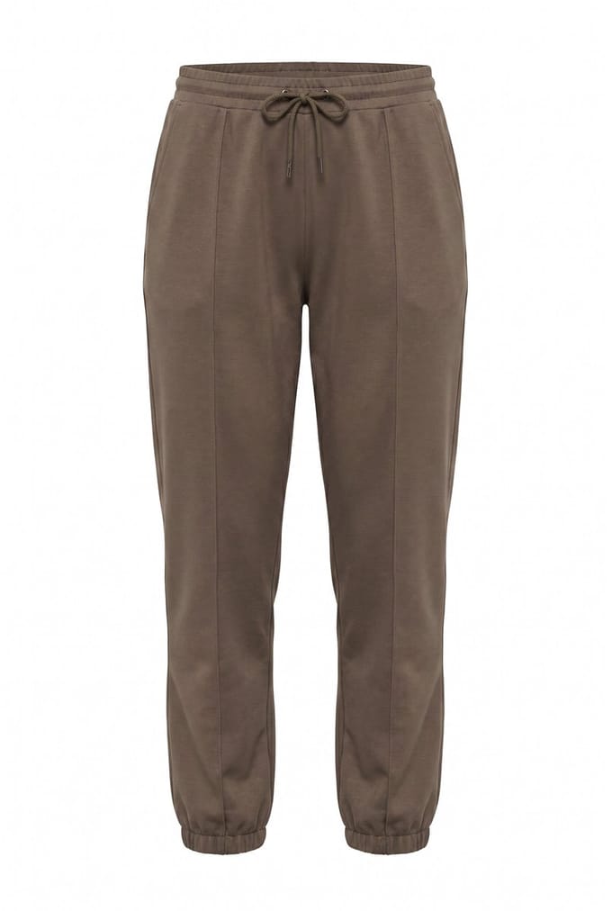 MIAMODA - Dames - Jerseybroek persplooi elastische tailleband - Donkerolijf - Maat 44