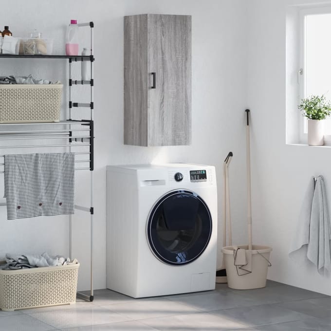 vidaXL - Bovenkast - 34,5x34x90 - cm - grijs - sonoma - eikenkleurig
