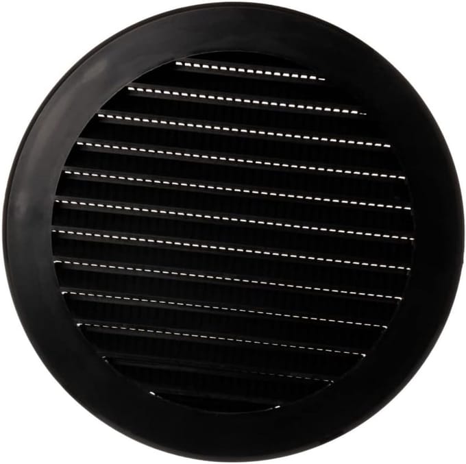 Rond Ventilatie Rooster 125mm met Insectenhor - Zwart