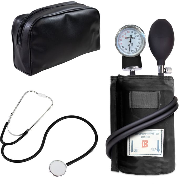 Mobiclinic TE-01 - Pack Handmatige armbloeddrukmeter & Stethoscoop - Set - Met hoes - Zwart