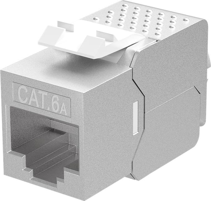 Pro Keystone module RJ45 CAT 6A STP slim-line: Keystone module RJ45 CAT 6A STP slanke uitvoering - Zilver - 0cm