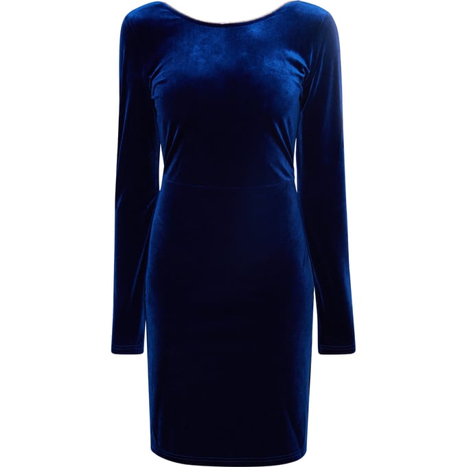 Faina Fluwelen jurkje met strass steentjes Dames blauw