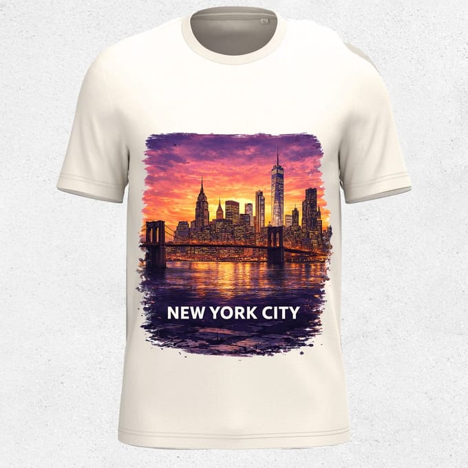 G-TOWN NYC Dusk – T-shirt – Unisex – Maat M – Beige