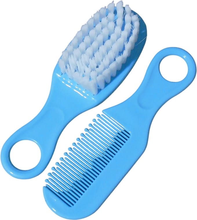 Baby borsteltje+kammetje blauw