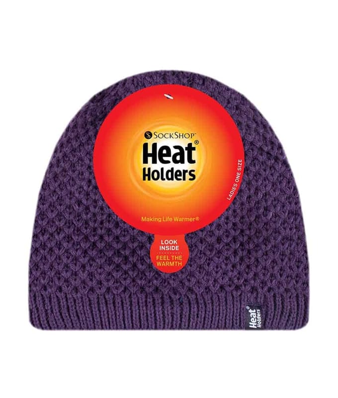 Heat Holders - Gebreide warme thermo muts voor dames - Paars