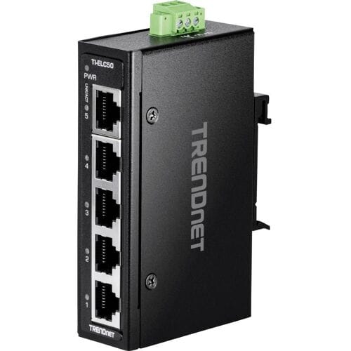 TRENDnet TI-ELC50 5-Port Industrial Fast Ethernet DIN-Rail Mini Switch