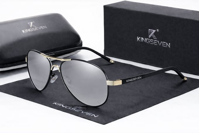 KingSeven Greystar - Pilotenbril met UV400 en polarisatie filter - Z187