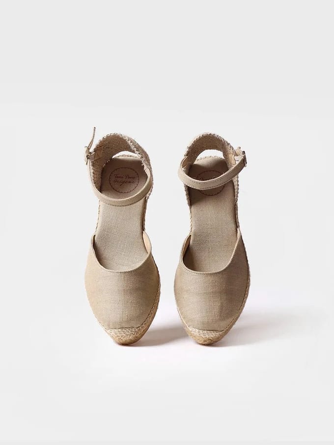 Espadrilles met sleehak van jute en gesp | CALDES