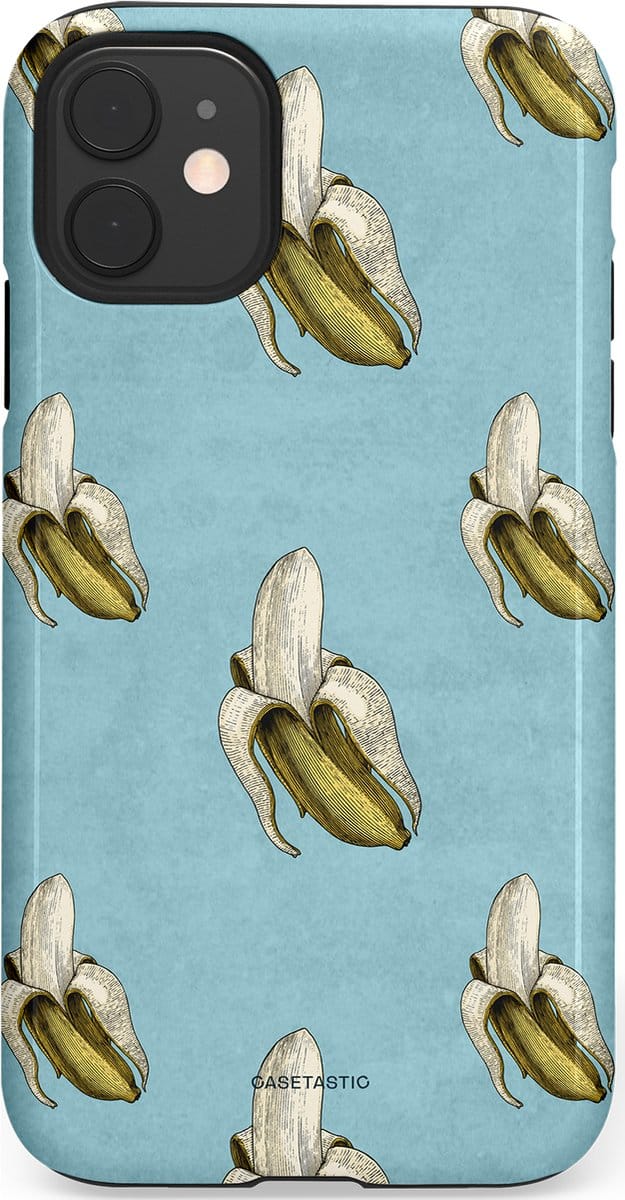 Casetastic hoesje geschikt voor Apple iPhone 11 - Dubbellaagse bescherming - Vintage Fruit Design - Fashion Case - Lichtblauw Zand Saliegroen