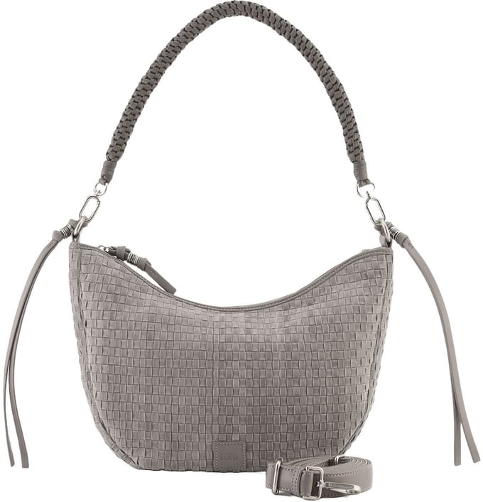 FREDsBRUDER schoudertas Weave Harmony Round Midi Hobo Bag Cool Grey Lichtgrijs