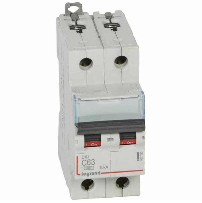 Anderpolige automaat 63A C-karakteristiek 10kA 2 modules