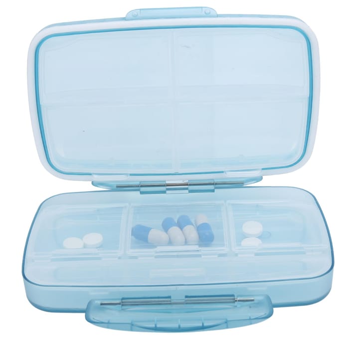 Draagbare Pillen Organizer Doos Container Grote Capaciteit Reizen Vochtbestendig Medicijn Doos Blauw blauw