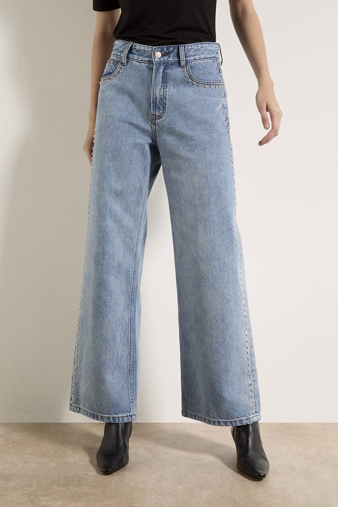 Maca straight-leg jeans met studs