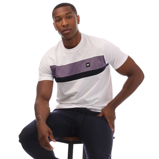 Weekend Offender Heren Kruiswoord Kleurblok T-shirt (Wit)