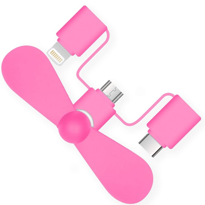 imoshion 3-in-1 smartphone ventilator geschikt voor Lightning, USB-C & Micro-USB - Roze