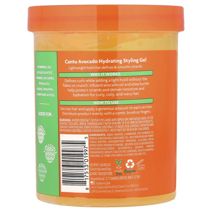Cantu, Gel hydratant à l'avocat, sans alcool, 18,5 oz (524 g) green