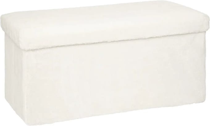 Atmosphera Ezzio Poef - Pluche extra zacht - Wit - 76 x 38cm