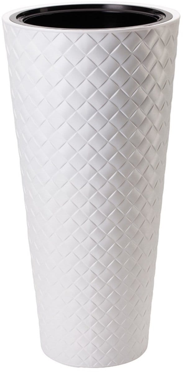 Form Plastic Plantenpot/bloempot Makata - kunststof - wit - D30 x H59 cm - met binnenpot