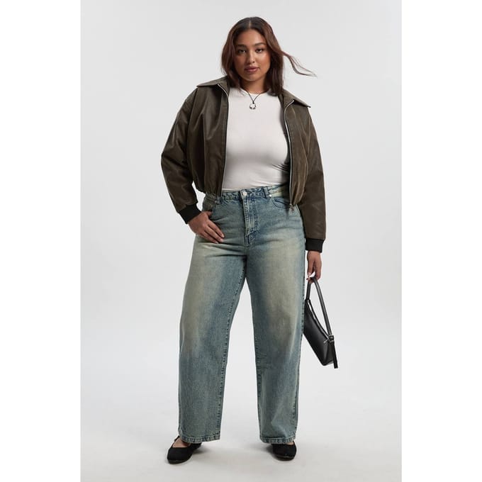 boohoo Dames Plus Basics Hoge Taille Boyfriend Jeans | Ice Blue | Maat: 28