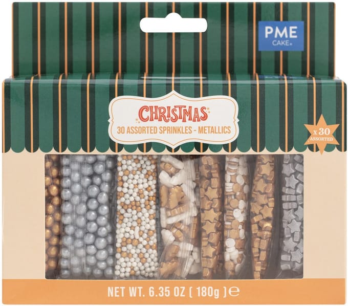 PME Christmas Sprinkles - Metallic - 15 (!) verschillende soorten sprinkles