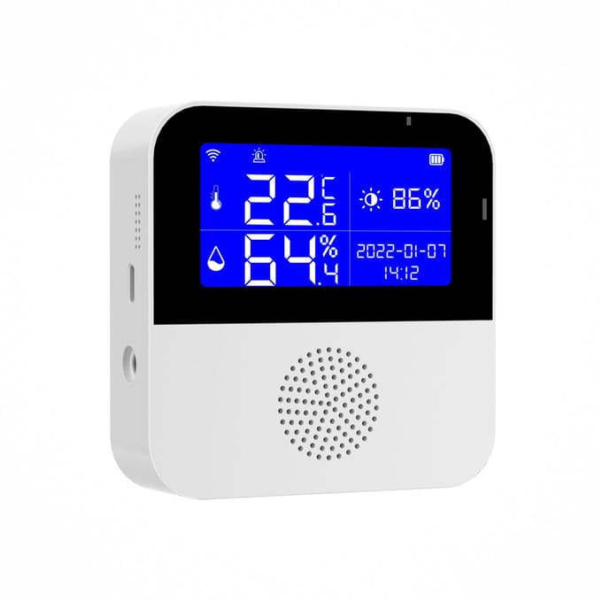 Wi-Fi temperatuur-vochtigheidsmeter Hygrometer voor binnen Temperatuursensor Alarm Tuya APP-bediening without Temperature Probe wit