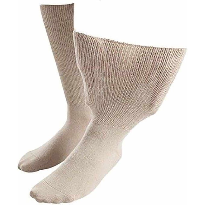 IOMI - Extra brede zachte katoenen oedeemsokken - Beige