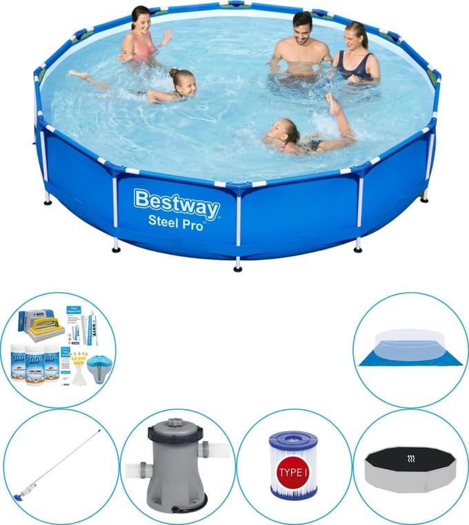Zwembad Combinatie Pakket -  Steel Pro Rond 366x76 cm