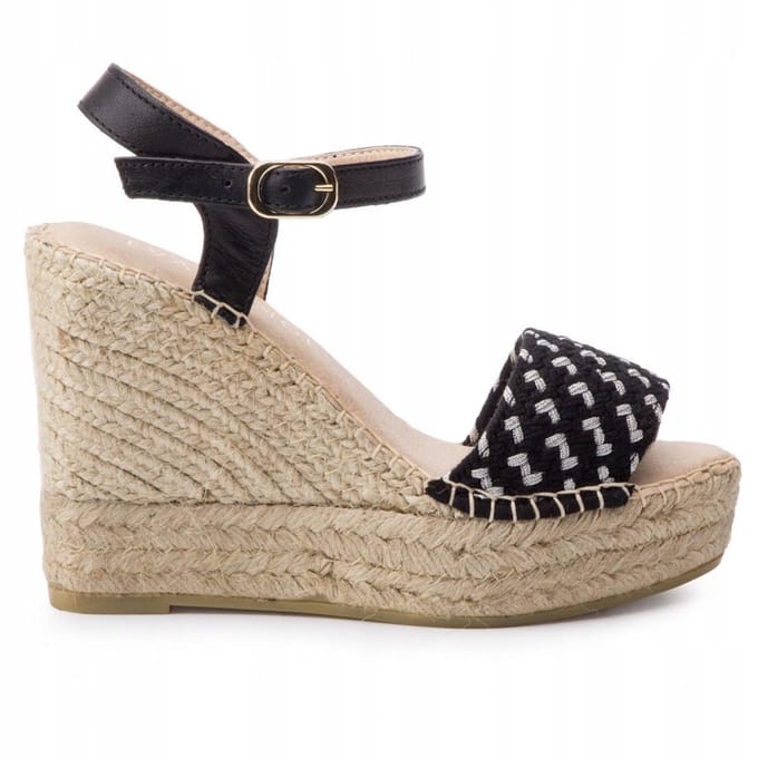 Eva Minge - Espadrillesandalen - Zwart - Leer - Maat 41